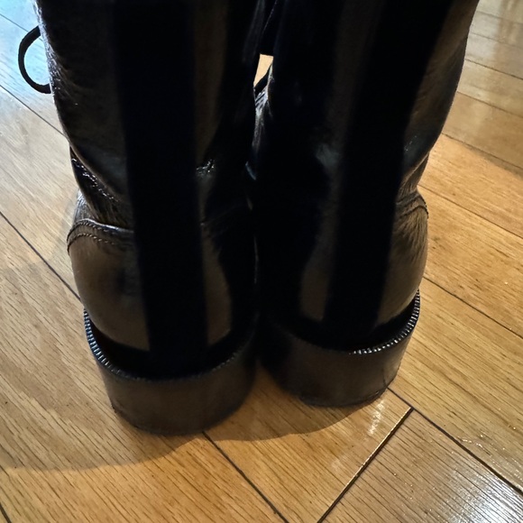 Chanel classic black patten lace up combat boot. - Picture 4 of 10
